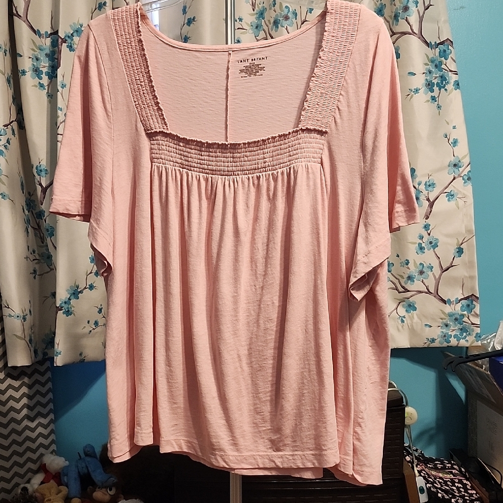 Lane Bryant Pink Blouse with Square Neckline
